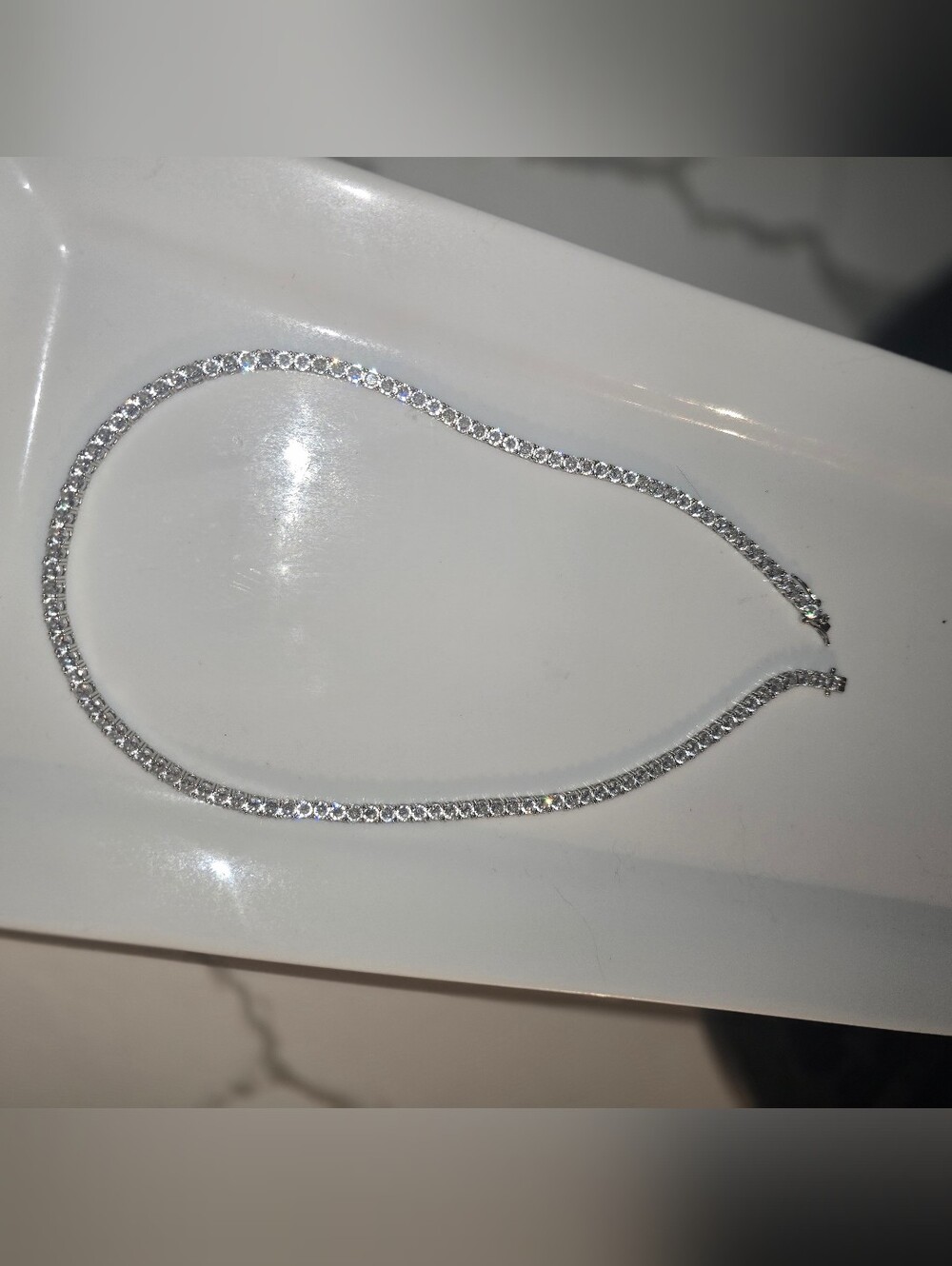 Shimmering Faux Diamond Tennis Necklace